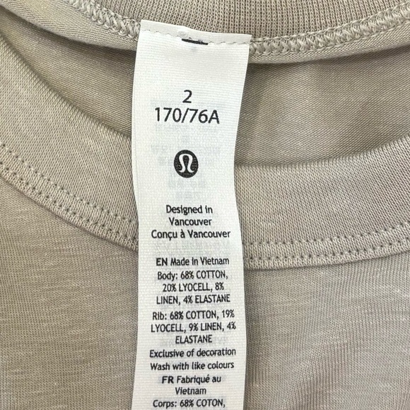NWT Lululemon Classic Fit Cotton Blend T Shirt Dress Size 2 In Raw Linen - Picture 5 of 5